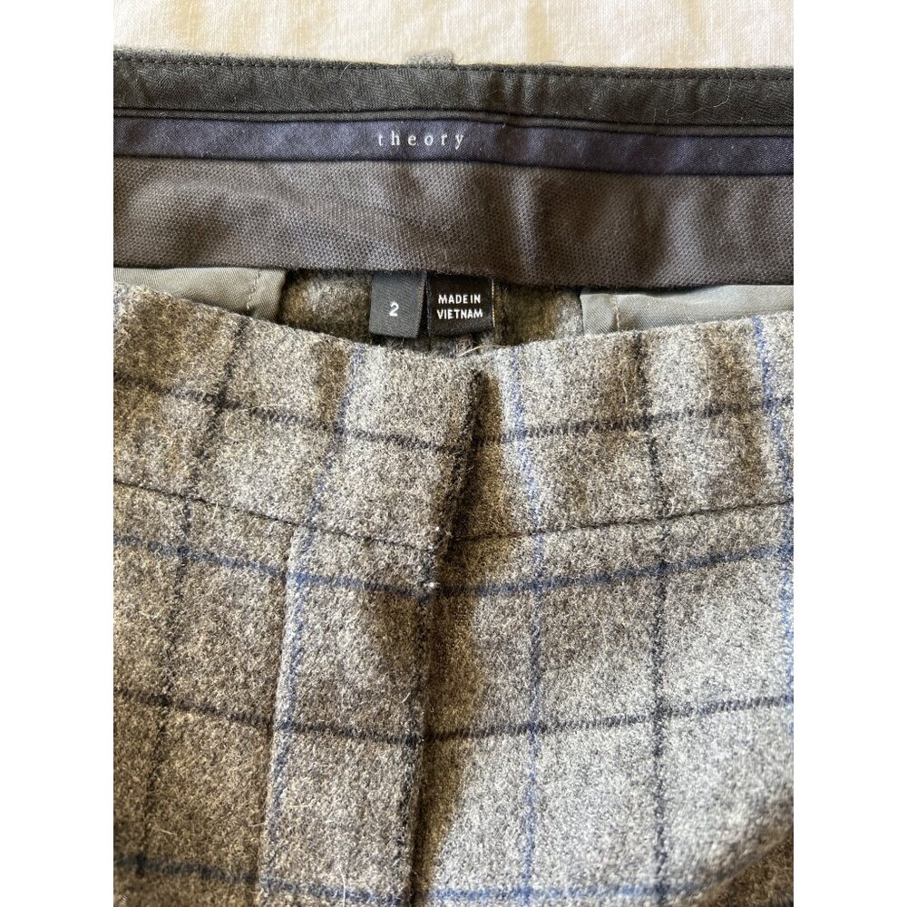 Beautiful THEORY size 2‎ gray wool check pants - Picture 4 of 8
